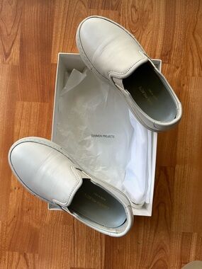 Common Projects Kids Gray Leather Slip-On Sneakers
